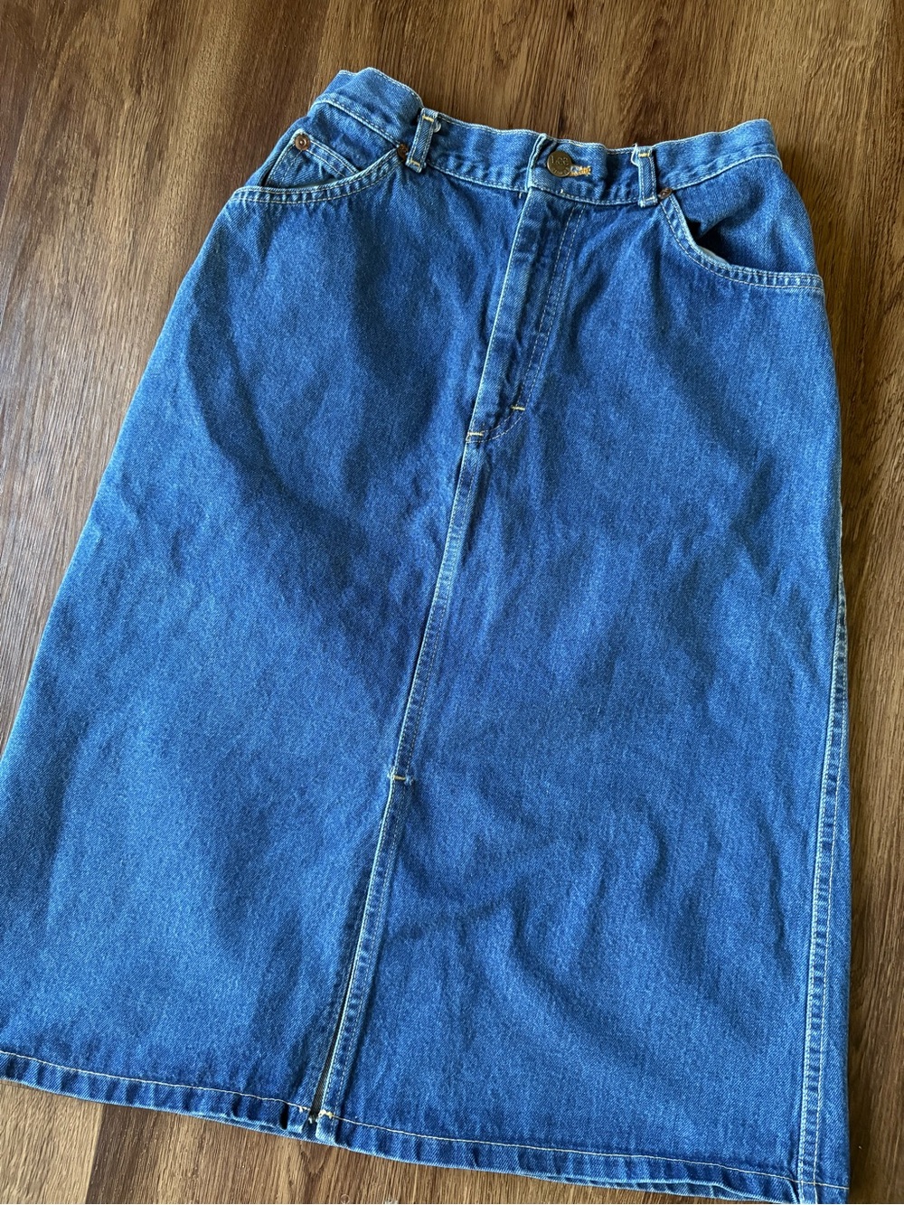Vintage LEE Denim High Rise Midi Skirt 26”